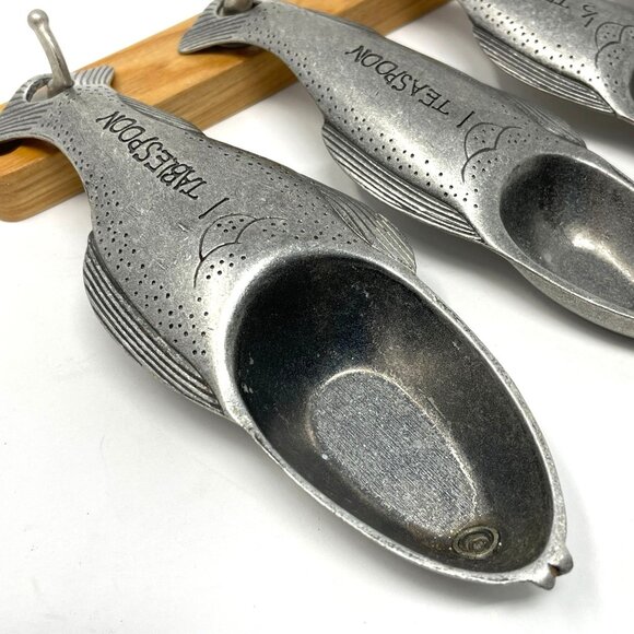 Metal Fish Measuring Spoons with Wall Hanger Cabin Lake Ocean - Picture 2 of 4